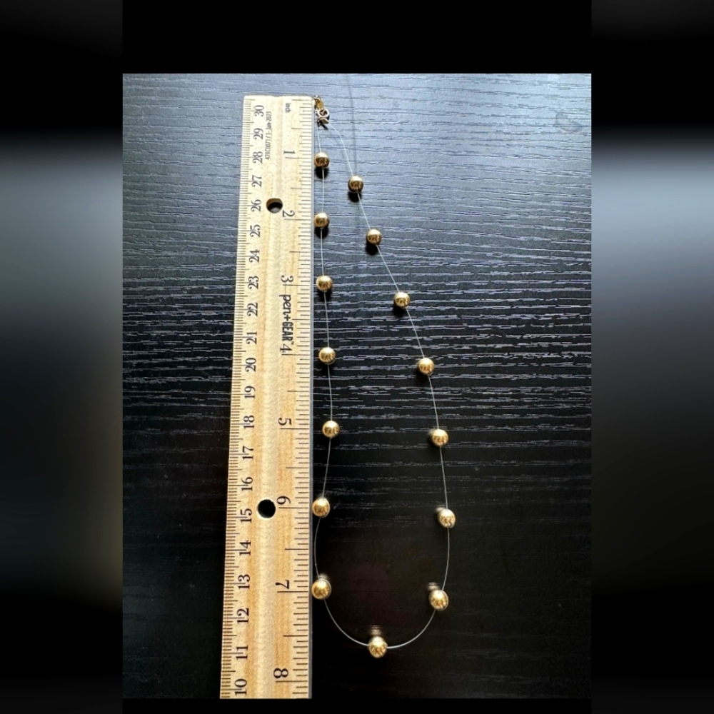 14k Yellow gold Ball invisible illusion floating station Pendant necklace qvc - Picture 10 of 11